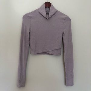 Silence + Noise Mockneck Crop grey neutral beige Sweater turtleneck